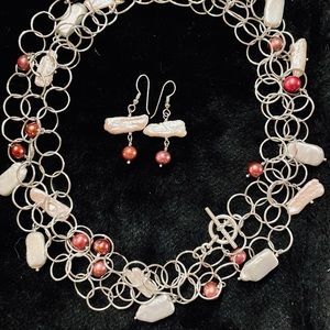 Sterling silver necklace with matching earrings